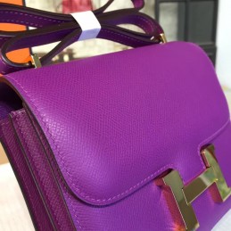 Replica Hermes Purple Constance Mini 18 Gold Hardware Bag