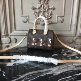 Replica Louis Vuitton Brown Monogram White Graphic Speedy BB