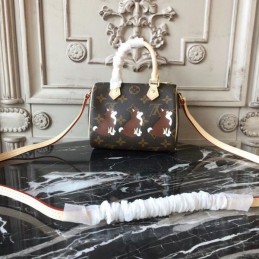 Replica Louis Vuitton Brown Monogram White Graphic Speedy BB