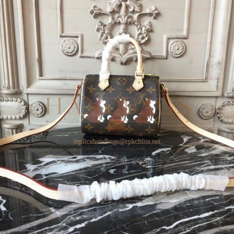 Replica Louis Vuitton Brown Monogram White Graphic Speedy BB
