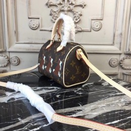 Replica Louis Vuitton Brown Monogram White Graphic Speedy BB