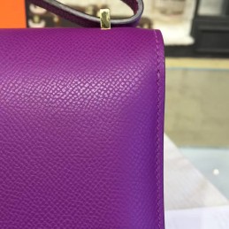 Replica Hermes Purple Constance Mini 18 Gold Hardware Bag