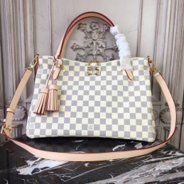 Replica Louis Vuitton White Damier Azur Rose Handle Lymington