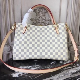 Replica Louis Vuitton White Damier Azur Rose Handle Lymington