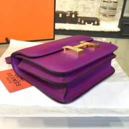 Replica Hermes Purple Constance Mini 18 Gold Hardware Bag