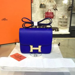 Replica Hermes Cobalt Blue Constance Mini 18 Gold Hardware Bag