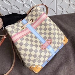 Replica Louis Vuitton White Damier Azur Pink Trim Neo Noe MM