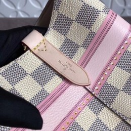 Replica Louis Vuitton White Damier Azur Pink Trim Neo Noe MM