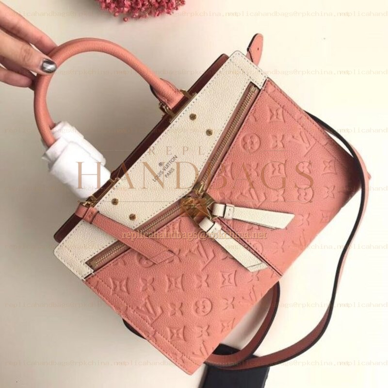 Replica Louis Vuitton Beige Pink Embossed Monogram Sully PM