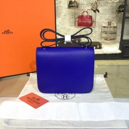 Replica Hermes Cobalt Blue Constance Mini 18 Gold Hardware Bag