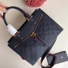 Replica Louis Vuitton Navy Blue Embossed Monogram Sully PM