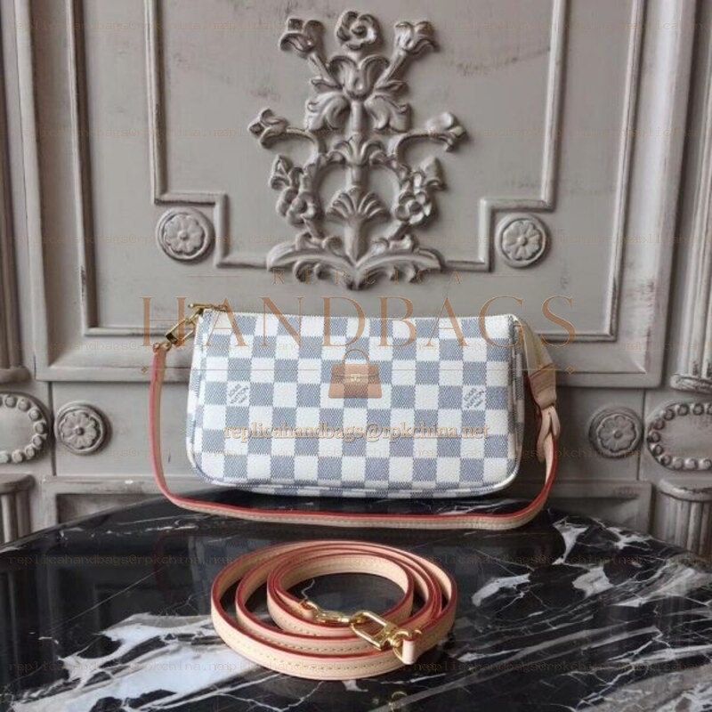 Replica Louis Vuitton White Damier Azur Pochette Accessoires