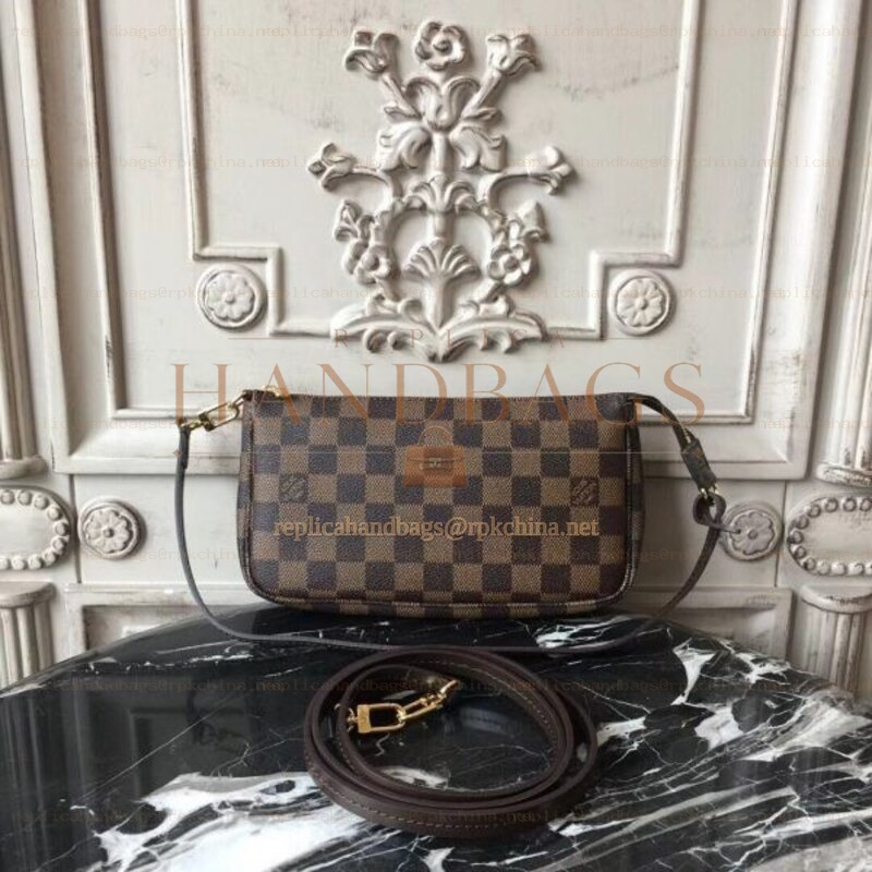 Replica Louis Vuitton Brown Damier Ebene Pochette Accessoires