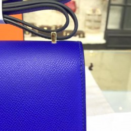 Replica Hermes Cobalt Blue Constance Mini 18 Gold Hardware Bag