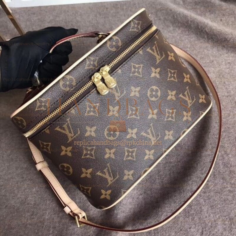 Replica Louis Vuitton Brown Monogram Beige Trim Nice BB Vanity Case
