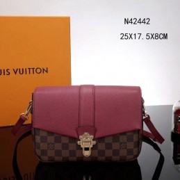 Replica Louis Vuitton Brown Damier Ebene Burgundy Flap Clapton Bag