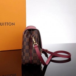 Replica Louis Vuitton Brown Damier Ebene Burgundy Flap Clapton Bag