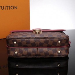 Replica Louis Vuitton Brown Damier Ebene Burgundy Flap Clapton Bag