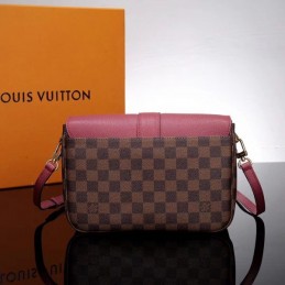 Replica Louis Vuitton Brown Damier Ebene Burgundy Flap Clapton Bag