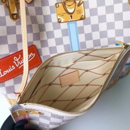 Replica Louis Vuitton White Damier Azur Multicolor Graphic Neverfull MM