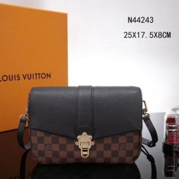 Replica Louis Vuitton Brown Damier Ebene Black Flap Clapton Bag