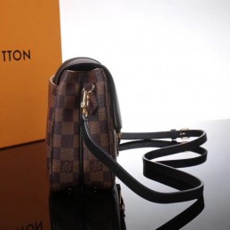 Replica Louis Vuitton Brown Damier Ebene Black Flap Clapton Bag