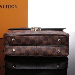 Replica Louis Vuitton Brown Damier Ebene Black Flap Clapton Bag