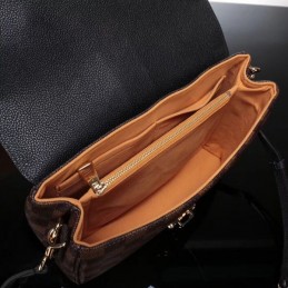 Replica Louis Vuitton Brown Damier Ebene Black Flap Clapton Bag