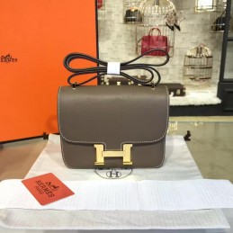 Replica Hermes Taupe Constance Mini 18 Smooth Leather Gold Hardware Bag
