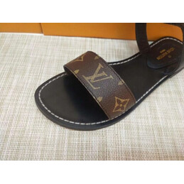 Replica Louis Vuitton Brown Monogram Black Studded Flat Sandals