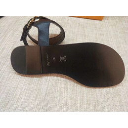 Replica Louis Vuitton Brown Monogram Black Studded Flat Sandals