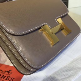 Replica Hermes Taupe Constance Mini 18 Smooth Leather Gold Hardware Bag