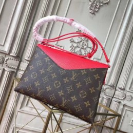 Replica Louis Vuitton Brown Monogram Red Flap Saint Michel