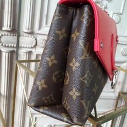 Replica Louis Vuitton Brown Monogram Red Flap Saint Michel