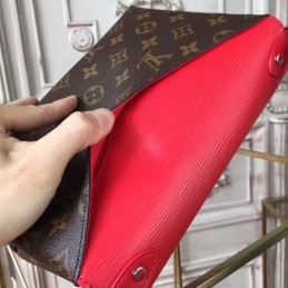 Replica Louis Vuitton Brown Monogram Red Flap Saint Michel