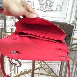 Replica Louis Vuitton Brown Monogram Red Flap Saint Michel