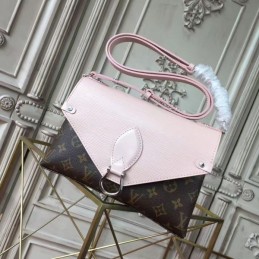 Replica Louis Vuitton Brown Monogram Pale Pink Flap Saint Michel