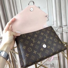 Replica Louis Vuitton Brown Monogram Pale Pink Flap Saint Michel