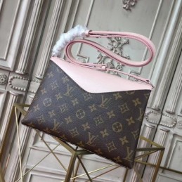 Replica Louis Vuitton Brown Monogram Pale Pink Flap Saint Michel