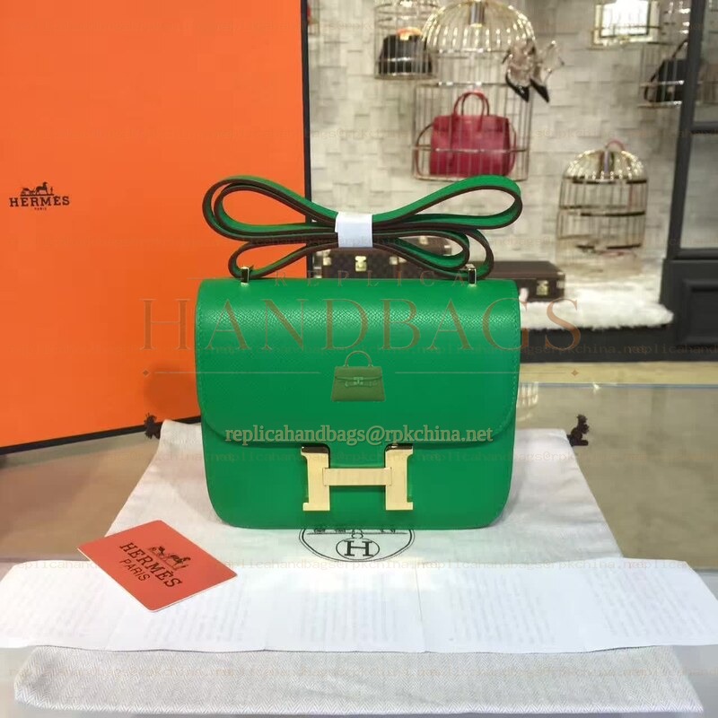 Replica Hermes Green Constance Mini 18 Smooth Leather Gold Hardware Bag