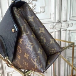 Replica Louis Vuitton Brown Monogram Black Flap Saint Michel