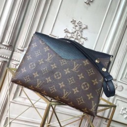 Replica Louis Vuitton Brown Monogram Black Flap Saint Michel