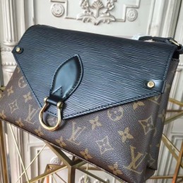 Replica Louis Vuitton Brown Monogram Black Flap Saint Michel