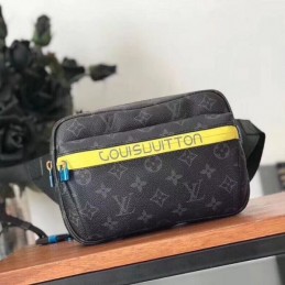 Replica Louis Vuitton Black Monogram Yellow Stripe Bumbag