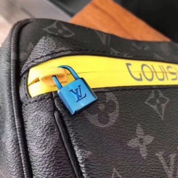 Replica Louis Vuitton Black Monogram Yellow Stripe Bumbag