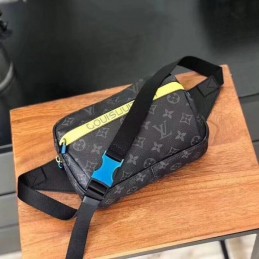 Replica Louis Vuitton Black Monogram Yellow Stripe Bumbag