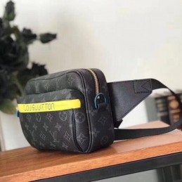 Replica Louis Vuitton Black Monogram Yellow Stripe Bumbag