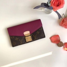 Replica Louis Vuitton Brown Monogram Burgundy Pallas Wallet