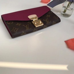 Replica Louis Vuitton Brown Monogram Burgundy Pallas Wallet
