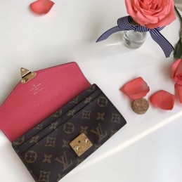 Replica Louis Vuitton Brown Monogram Fuchsia Pallas Wallet